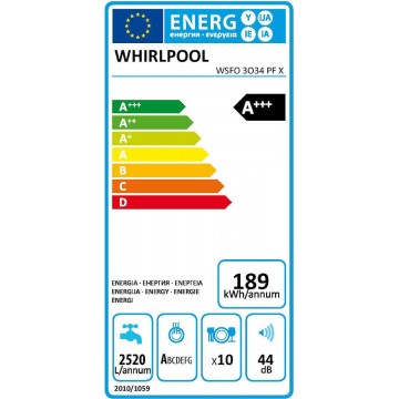 Whirlpool Πλυντήριο Πιάτων WSFO 3O34 PF X (45cm A+++)